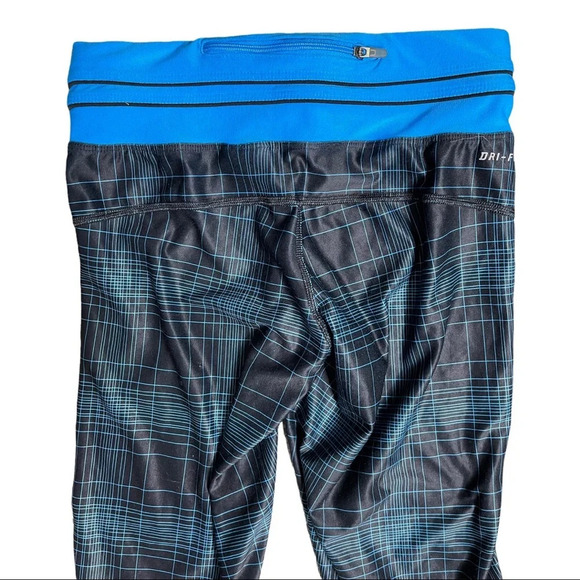 🛍️3/$40 Nike Running Capri Dri Fit Plaid Capri Blue Size XS - Picture 5 of 6